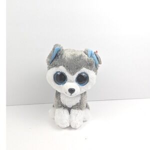 Ty Beanie Boos Slush Husky Plush Gray‎ White Dog Stuffed Animal 6 Inch